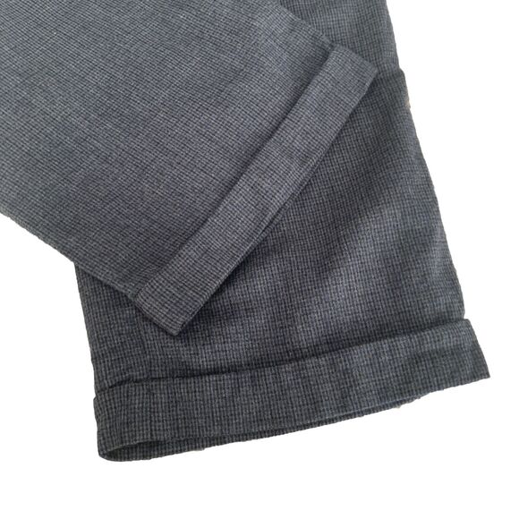 Talbots Italian Flannel Cropped Pants Cuffed Gray Blue Black Plaid 12P Wide Leg - Picture 5 of 11